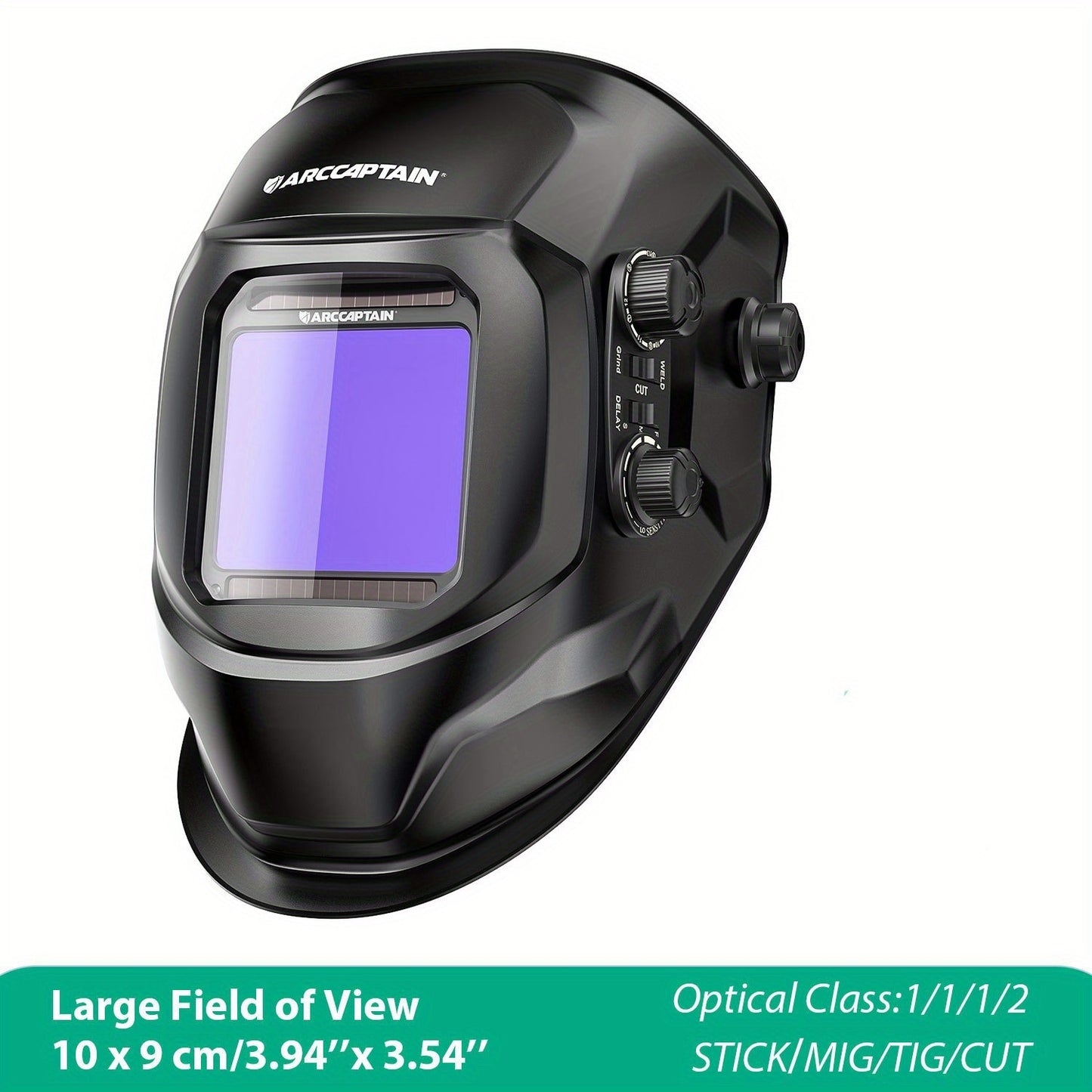 Máscara de soldadura com ecrã de visualização ampla, ARCCAPTAIN, com escurecimento automático True Color.