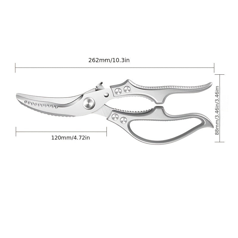 Stainless Steel Kitchen Scissors - Multifunctional Chicken Bone & BBQ Shears for Home, Restaurant, and Outdoor Use
