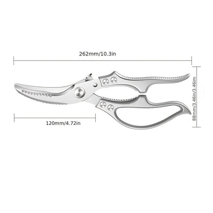 Stainless Steel Kitchen Scissors - Multifunctional Chicken Bone & BBQ Shears for Home, Restaurant, and Outdoor Use