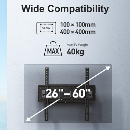 Holds Up to 40Kg Digital Display, TV Mounting Bracket, TV Display Wall Mount TV Bracket, Rotatable Tilting TV Bracket, Suitable for 66.04-152.4 cm Flat And Curved TV Or Monitor, Up to VESA 400X400 Mm
