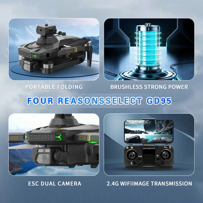 GD95 Quadcopter Drone, Foldable Drone, Drone with 480P Camera, with Gesture Selfie/altitude Hold/one-button Start/with Optical Flow Hovering Function, A Gift for Lovers/family/friends