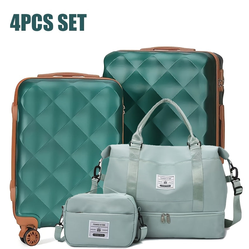 4pcs Sets Luggage 20+24 Inch, Carry-On ABS Hardshell Suitcase with Spinner Wheels, Lightweight Travel Luggage Set for Women and Men with Lock, Includes (20+24) + Travel Tote Gym Bag, Suitcase Set, Suitcase For Travel, Suitcas