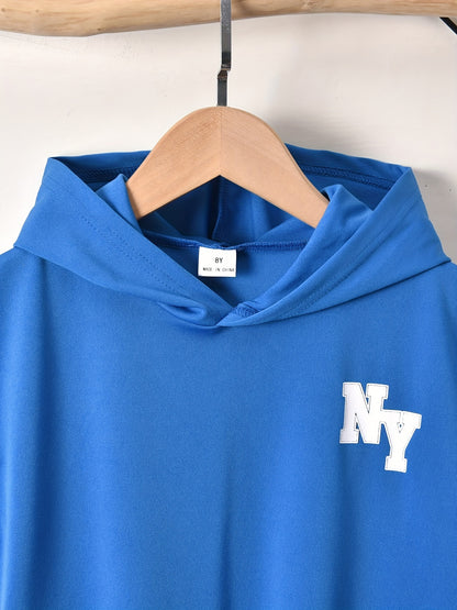 Cool Short-Sleeve T-Shirt with Letter Print And Shorts Set for Boys, for Outdoor