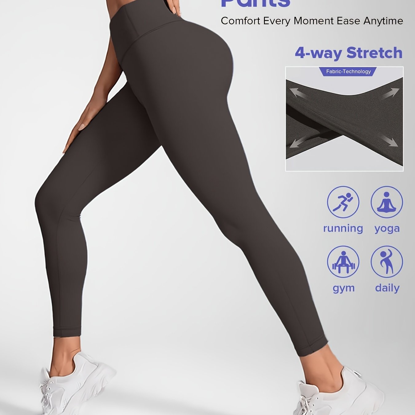 Women'S High-Waisted Elastic Yoga Pants - Compression, Stretchy & Comfortable for Fitness, Running, and Daily Wear - Solid Color Design, Workout Pants| highwaisted Leggings|Stretchy Fabri