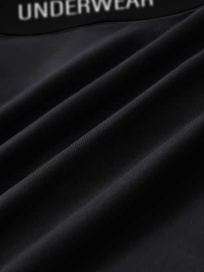 5-Pack Men'S Black High-Waisted Boxer Briefs - Premium Comfort, Breathable & Light Beige-Friendly Underwear for Youth, Casual Attire, Stylish Undergarments, Modern Undergarments, Soft Material, Comfortable Fit, Multipack Unde