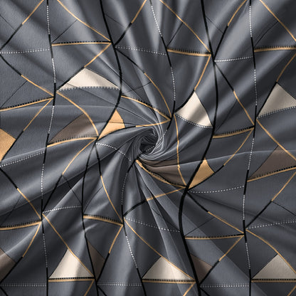 Conjunto de 3 peças, capa de edredão com estampado de triângulos dourados, macia, confortável e respirável, ideal para quarto, quarto de hóspedes ou dormitório de estudantes. Inclui 1 capa de edredão e 2 fronhas.