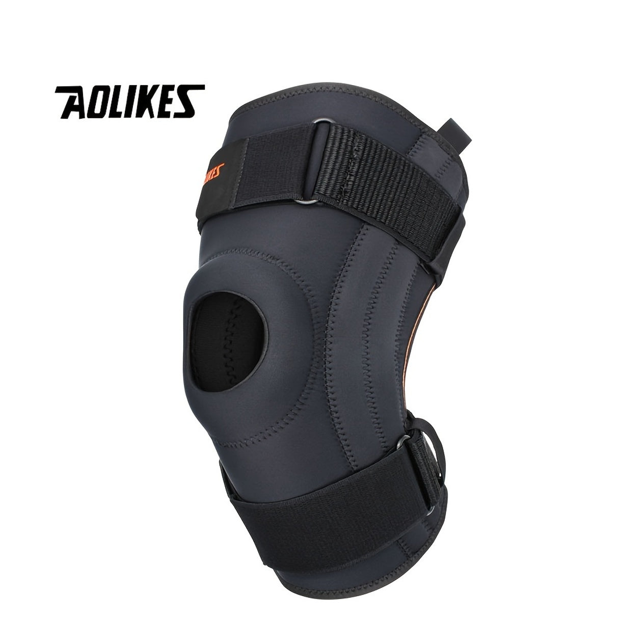 AOLIKES Unisex Spring-Loaded Knee Brace - Black with Orange Accents, Adjustable Straps & Breathable Design for Running, Sports, and Joint Support, Knee Brace for Running, Sports Knee Support, Sleek Knee Brace, Durable Knee Br