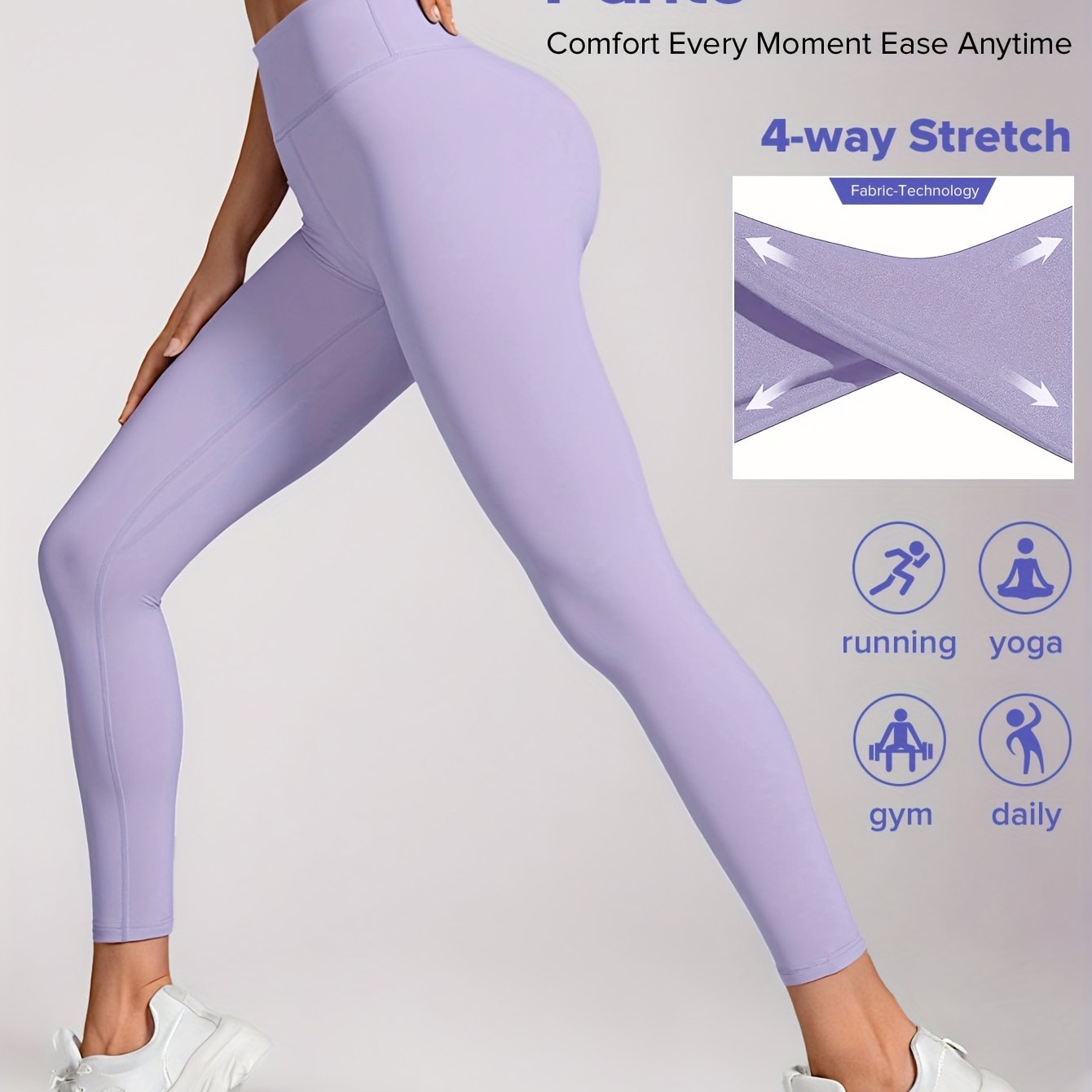 Women'S High-Waisted Elastic Yoga Pants - Compression, Stretchy & Comfortable for Fitness, Running, and Daily Wear - Solid Color Design, Workout Pants| highwaisted Leggings|Stretchy Fabri