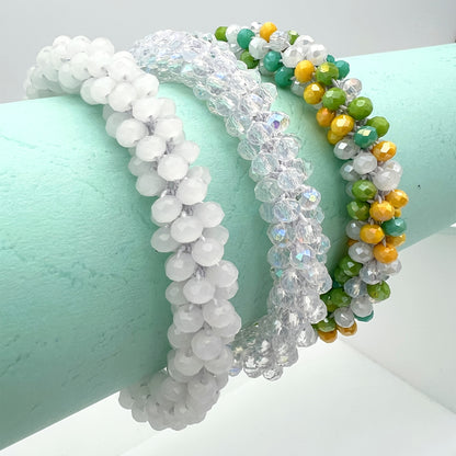 Esbbela 3pcs Bracelet Set Holiday Gift Beaded Artificial Crystal Stackable Strap Set with Elasticity Suitable for Women Men 16.51-20.32cm Daily Vacation