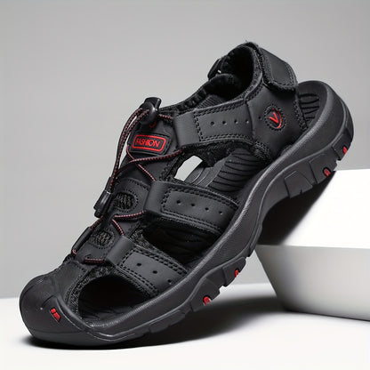 Men's Lightweight Quick-Dry Slip-Resistant Arch Sandals - Breathable PU Upper & Cushioned Insole, ic Closure Beach Shoes with Non-Slip Rubber Sole, Brown/Tan & Green Color Options for Outdoor, Travel, Driving, Swimming - Casu