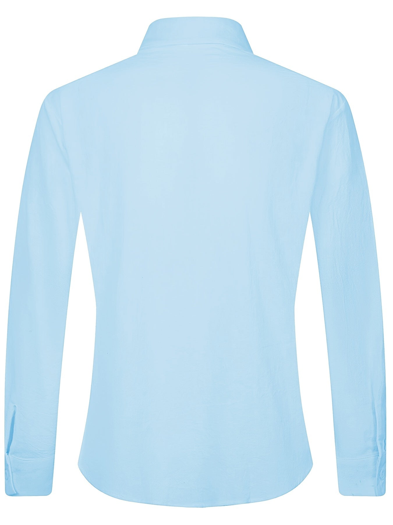 Camisa de homem em algodão de manga comprida e cor sólida com botões, modelo com lapela, ideal para a primavera e outono.