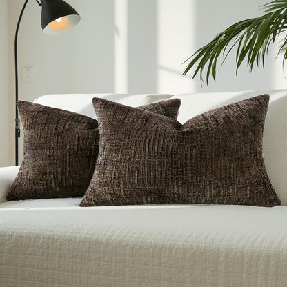 2pcs, Chenille Throw Pillow Covers Set of 2 Thick Textured Slubby Couch Pillow Covers Farmhouse Accent Modern Neutral Decorative Pillow Cases for Bed Sofa, Living Room, Machine Washable