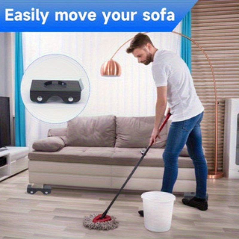 Furniture Sliders of 4 Metal Furniture Movers with 8 Wheels - Heavy Duty Furniture Lift Mover Tool Set of 340.19 KG Load Capacity Easy Sliders Roller Dolly for Moving Cabinet Piano Appliances Sof