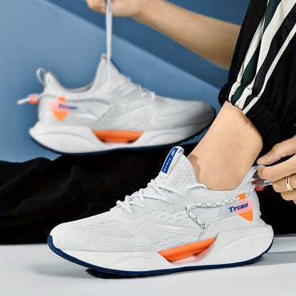 Panyan Wolfcaw Men's Sneakers - White/Black/Orange Sneakers with Air Cushion Technology, Arch Support & Non-Slip MD/TPU Sole - Low-Top Breathable Running Gym Shoes for Casual, Training, Casual Attire - All-Season Comfortable