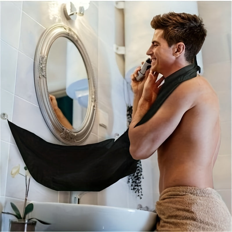 Men Beard Bib Hair Trimmer Shaving Apron Bath Barber Stick To Mirror Cloth Cover Shaving Holder