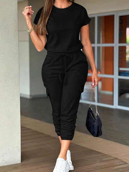 European and American Short Sleeve Jumpsuit