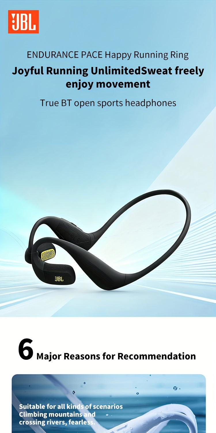 JBL PACE True Wireless Open-fit Sports Earphones, ear-hook style for running and exercise, ultra-long battery life, essential for outdoor hiking and travel, comfortable to wear, built-in microphone, enhanced bass headphones,