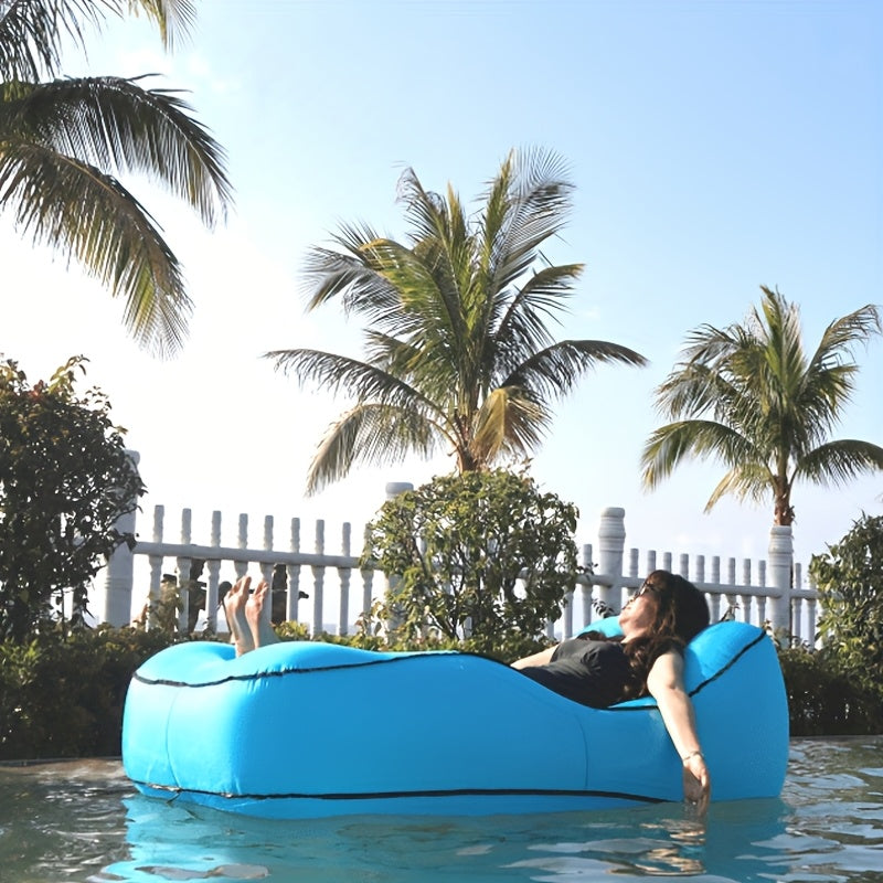 1pc Versatile Inflatable Lounger - Portable Air Sofa for Camping & Outdoor Adventures, Durable Polyester, Water & Land Use, Ideal for Festivals, Travel, and Family Events, Festival Air Mattress | Versatile Inflatable Sofa | E