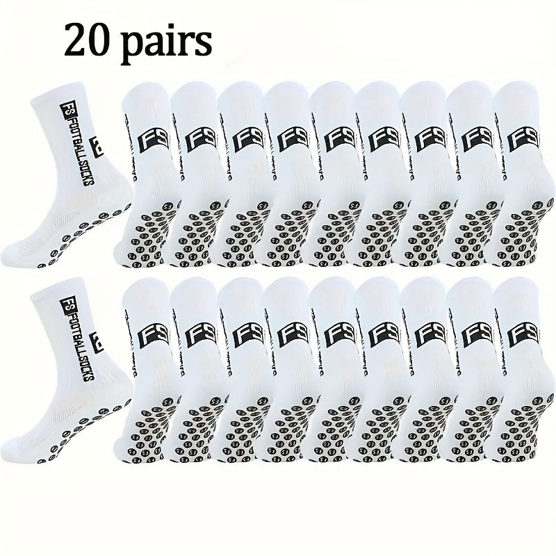 2/6/10/20 Pairs Men'S Thickened Moisture-Wicking Breathable Soccer &amp; Basketball Training Socks - Non-Slip Grip, Cushioned Arch &amp; Heel Support, Sweat-Resistant, Soft Elastic Athletic Socks For Outdoor Sports, Gym, Football Mat