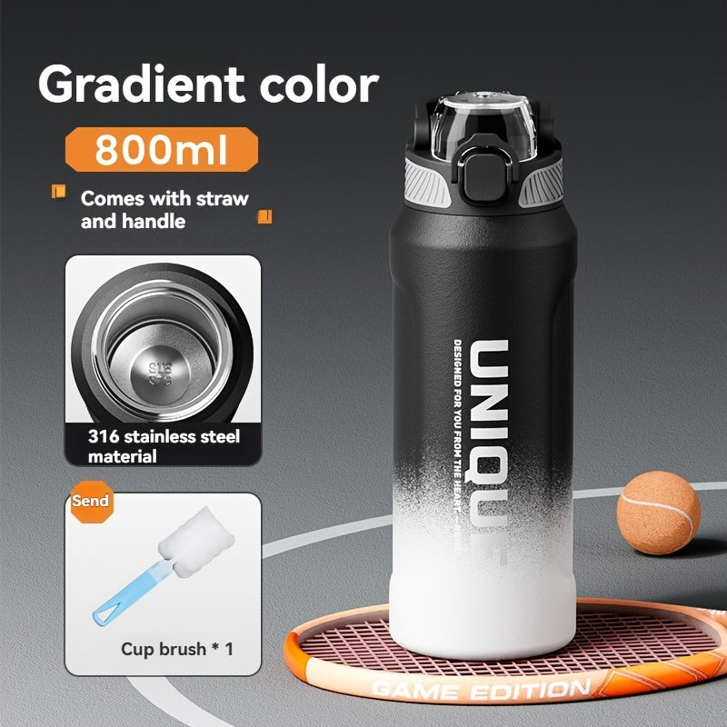 32oz Stainless Steel Pop-Up Water Bottle nRMEi - 316 Stainless steel, BPA-Free, 4-season hot/cold water retention, large capacity for outdoor activities, travel, daily use, insulated water bottle, Sleek M