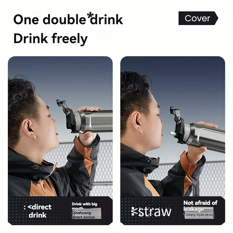 32oz Stainless Steel Pop-Up Water Bottle nRMEi - 316 Stainless steel, BPA-Free, 4-season hot/cold water retention, large capacity for outdoor activities, travel, daily use, insulated water bottle, Sleek M