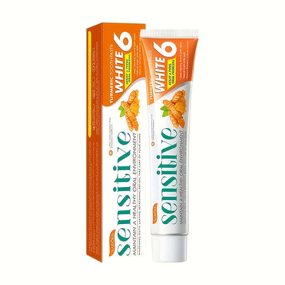 Natural Turmeric Teeth Toothpaste with Ginger Extract - 6-in-1 Formula for Deep Cleaning, Sensitivity Relief & Plaque Control, Whitens Teeth, Freshens Breath, Moisturizing for Healthy Gums, Vegan & Ethically Made, 100g