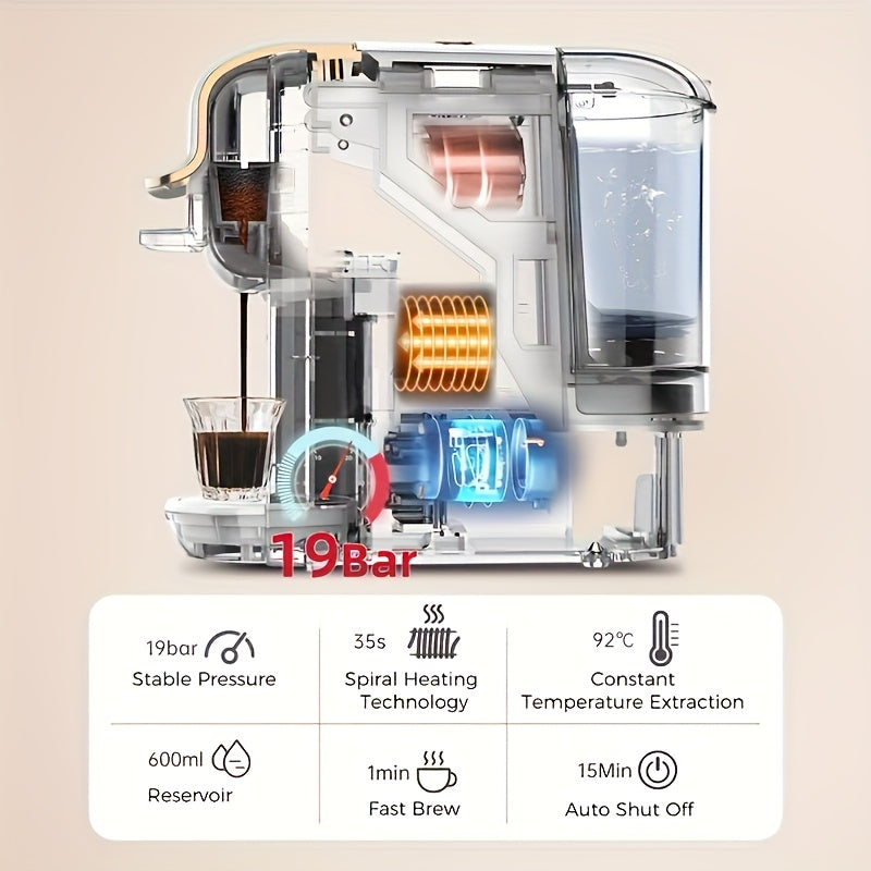 CAFELFFE Multifunctional Capsule Coffee Machine | Italian Espresso Machine | Hot and Cold Use | Quick Heating | Compatible with NES Capsules, DG Capsules, ESEpod | Automatic Coffee Maker for Home and Office | Great Gift for D