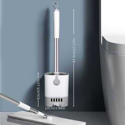 Wall-Mounted Toilet Brush Set with Long Handle - Flexible, No-Dead-Corner Design for Easy Bathroom Cleaning, Includes Stand - Essential Back to School Supplies