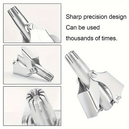 Stainless Steel Nose Hair Trimmer for Men & Women, Manual High-Quality Small Round Head,, Hypoallergenic Ear & Nose Hair Cutter, No Battery Needed, Washable