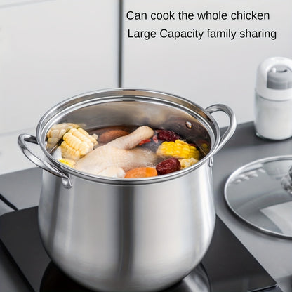 Large Capacity Stainless Steel Soup Pot with Lid, Perfect for Induction Stove, Gas Stove, and Outdoor Camping - Ideal for Cooking, Boiling, and Steaming, Camping Essentials|Stainless Steel Pot|Durable Cookware