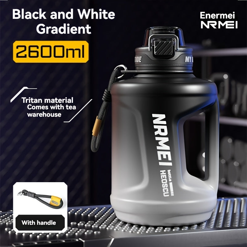 NRMEI 64oz Water Bottle with Time Marker - BPA-Free Half Gallon Hydration Flask, Large Sports Water Bottle with Straw and Lid, Handle, Suitable for Camping & Gym