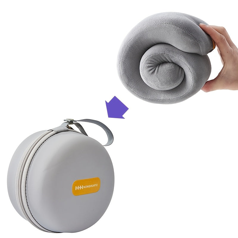 Polyurethane Foam Travel Neck Pillow - Ergonomic U-Shaped Contour Design with Adjustable Strap & 3 Fluffy Earplugs, Medium-Soft Grey Flannel Cover for Airplane, Car, Office & Home Use, Neck Pillow for Travel for Plane, Car Sl