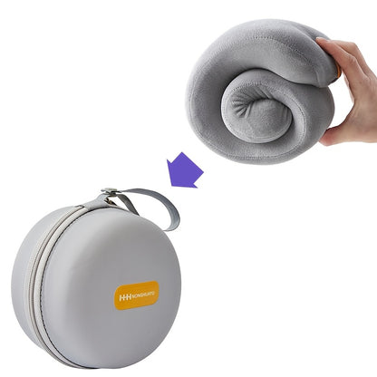 Polyurethane Foam Travel Neck Pillow - Ergonomic U-Shaped Contour Design with Adjustable Strap & 3 Fluffy Earplugs, Medium-Soft Grey Flannel Cover for Airplane, Car, Office & Home Use, Neck Pillow for Travel for Plane, Car Sl