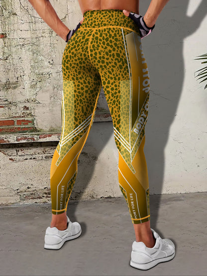 Women's Fashion Color Block Splash Print Yoga Pants, Striped Print Breathable Stretchy Butt Lifting Yoga Workout Running Sports Leggings, Women's Activewear