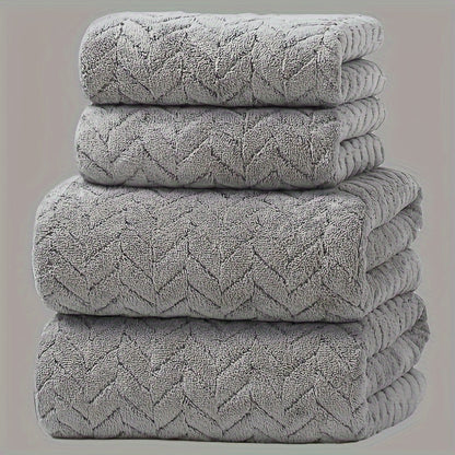 4-Pack Plush Bath Towels, Soft & Quick-Dry, Absorbent & Anti-Shedding, Polyester, for Autumn/Winter, Swimming, Gym, Sauna, Bathroom, Christmas Gift, No Fragrance