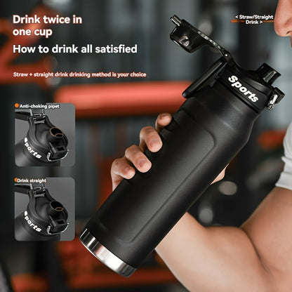 NRMEI Insulated Stainless Steel Water Bottle with Straw, Quick-Open Flip-Top Lid, BPA-Free 304 Stainless Steel & 316 Stainless Steel, Leak-Proof for Sports, Travel, School - Valentine'S Day, Easter, Women'S Day Gift