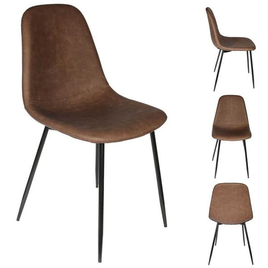 Amber Brown PU Dining Chair with Iron Frame and 48cm Seat Height