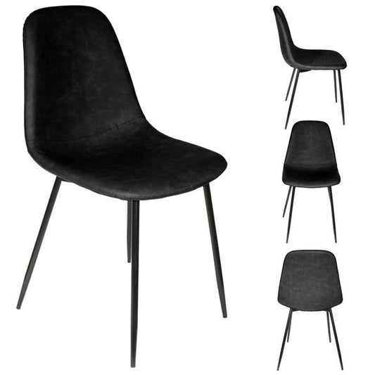 Amber PU Dining Chair With Metal Legs, Black
