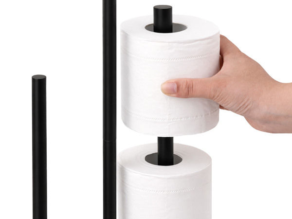 Toilet Paper Stand With Shelf Black Steel 68cm