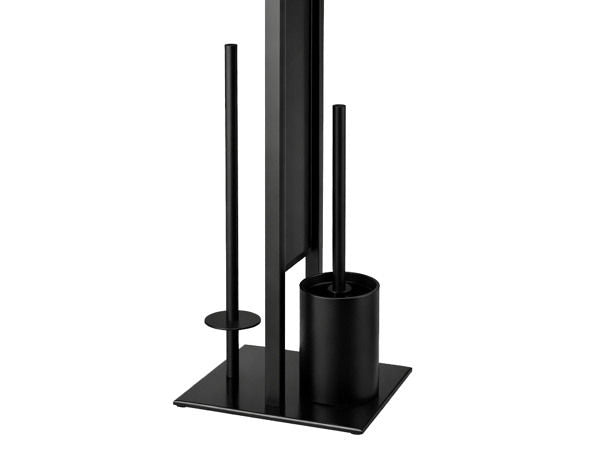Toilet Paper Stand With Shelf Black Steel 68cm