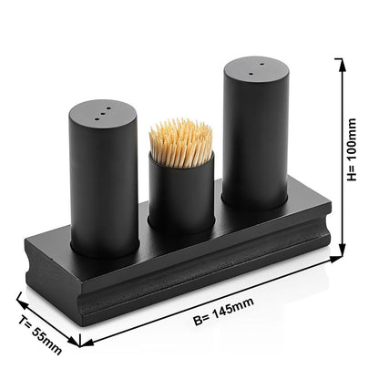 GGM Gastro 3-Piece Stainless Steel Condiment Set 200mm Black
