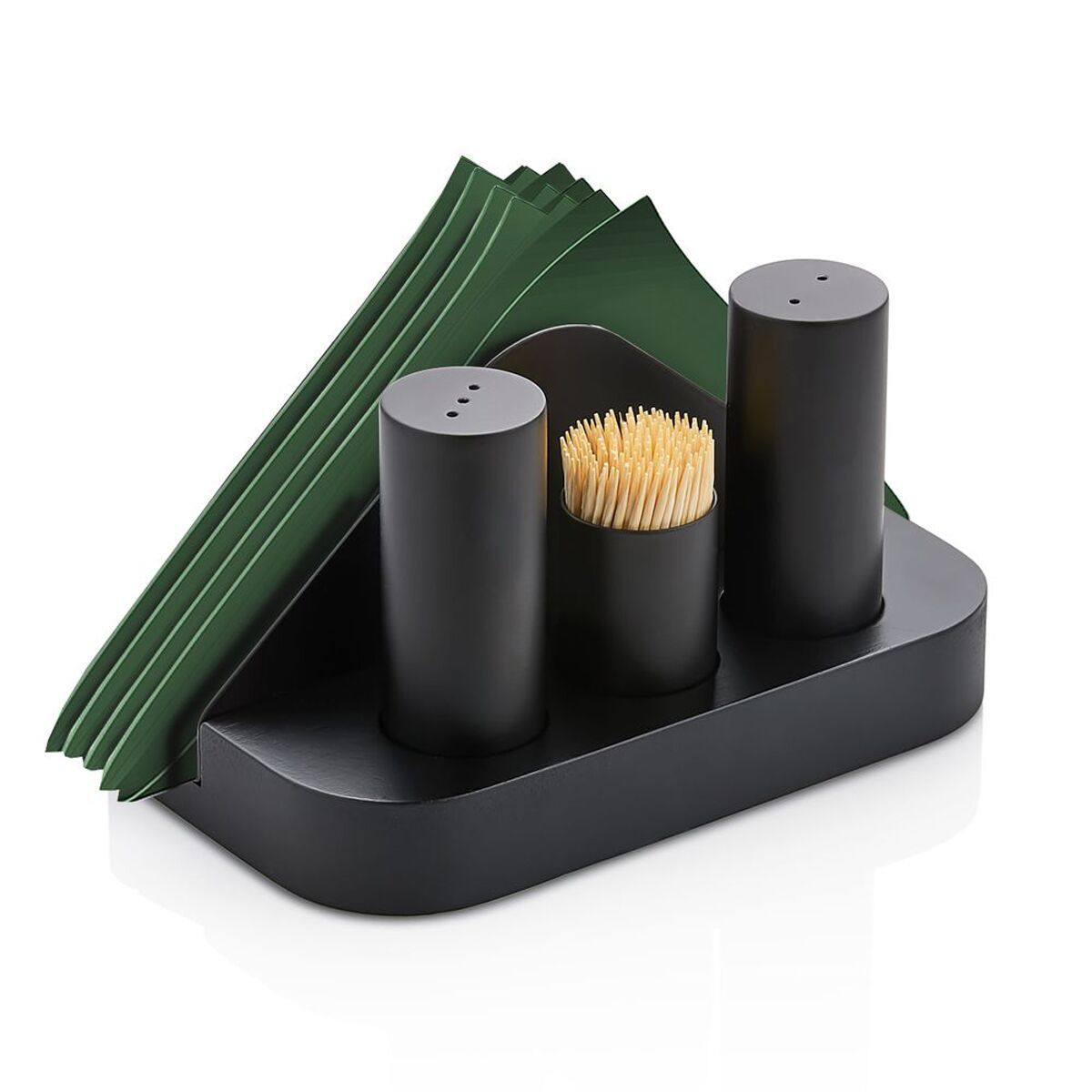 GGM Gastro 4-Piece Stainless Steel Condiment Set Black
