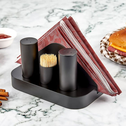 GGM Gastro 4-Piece Stainless Steel Condiment Set Black