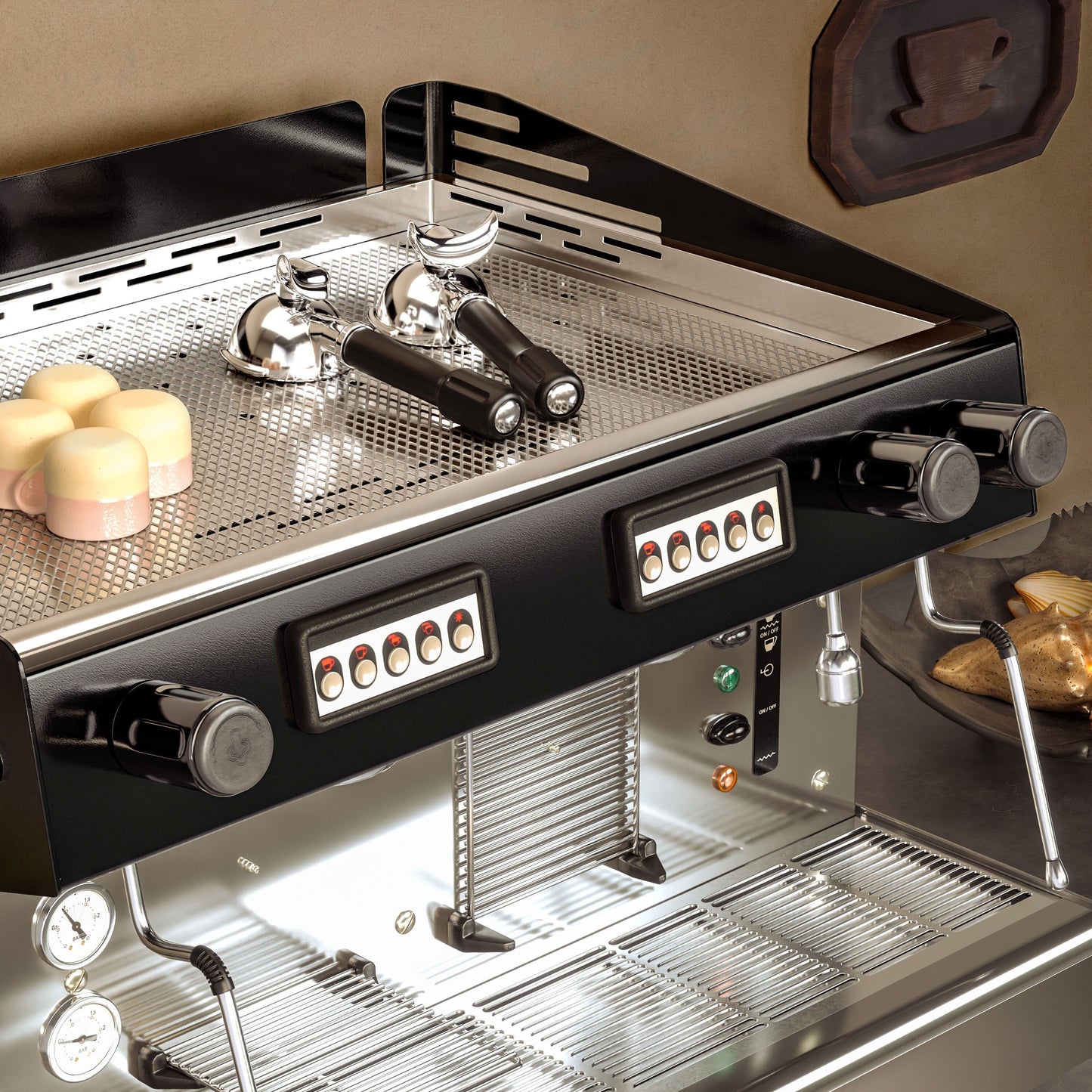 GGM Gastro Compact 2-Group Espresso Machine Pre-Infusion Steam Wands