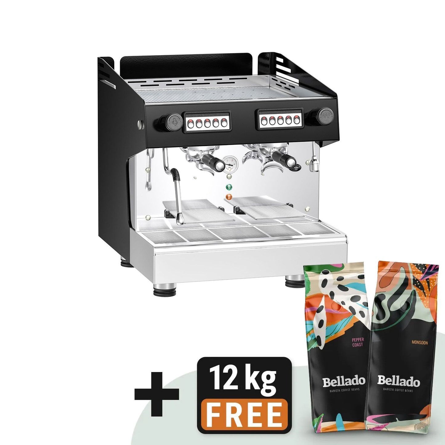 GGM Gastro Compact 2-Group Espresso Machine with Pre-Infusion Steam Wand