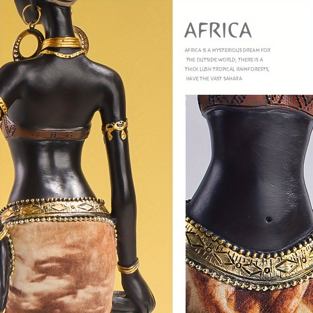 Vintage Afro-Chic Resin Woman Bust Ornamental Sculpture
