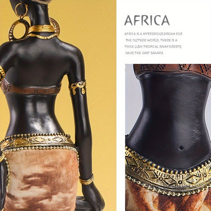 Vintage Afro-Chic Resin Woman Bust Ornamental Sculpture