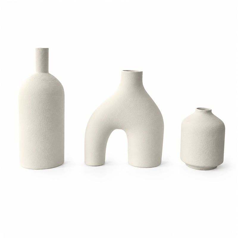 3-Piece Irregular Light Grey PLA Vase Set for Dried Flowers