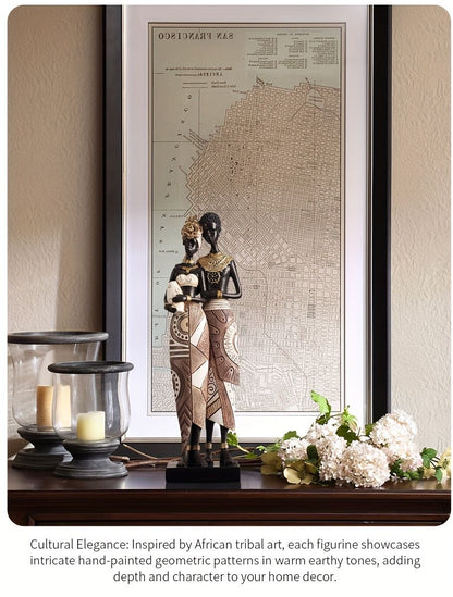 African Tribal Resin Figurines Hand-Painted Geometric Patterns 5 Styles