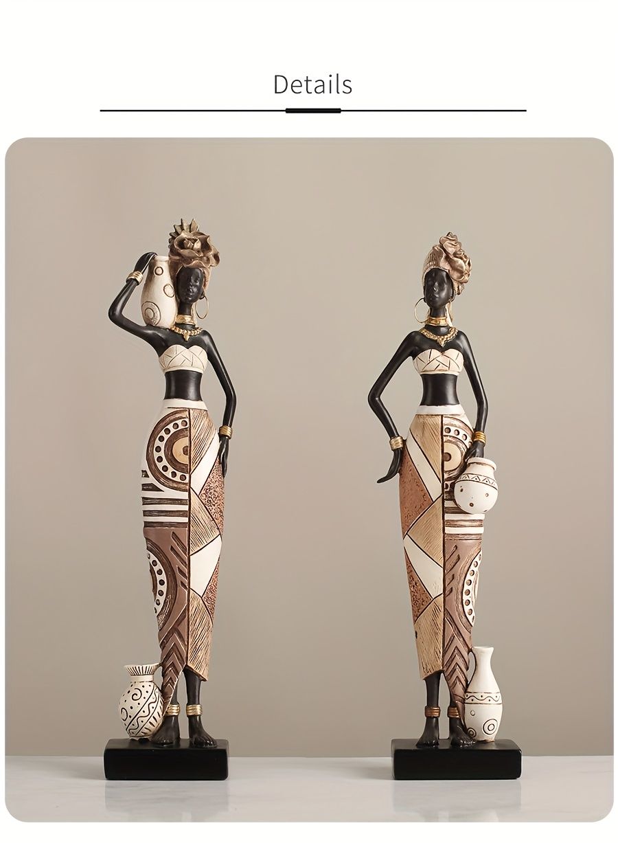 African Tribal Resin Figurines Hand-Painted Geometric Patterns 5 Styles